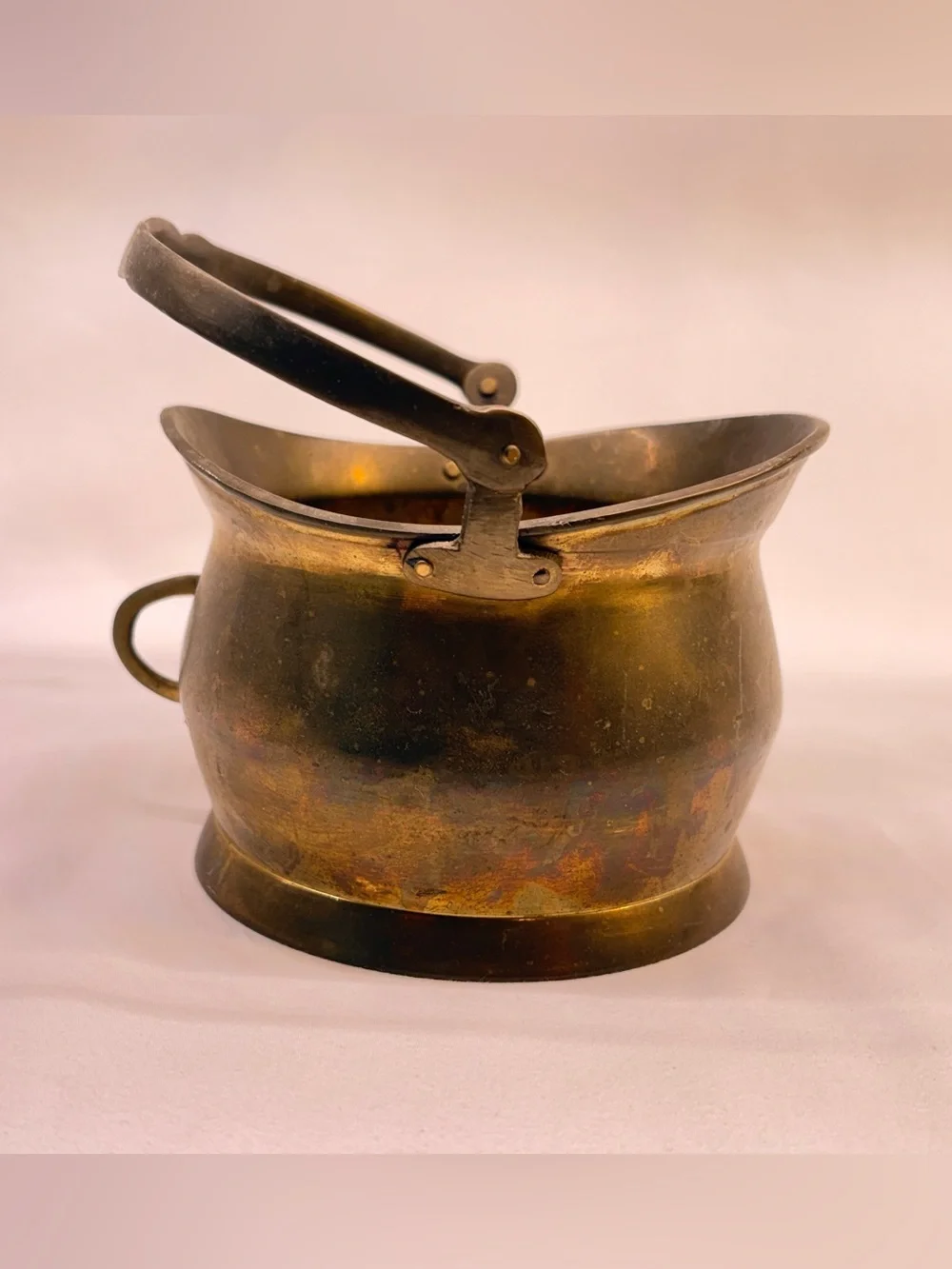 Vintage Mini Brass Coal Scuttle Bucket Fireplace Ash Hod Pot Planter Decor